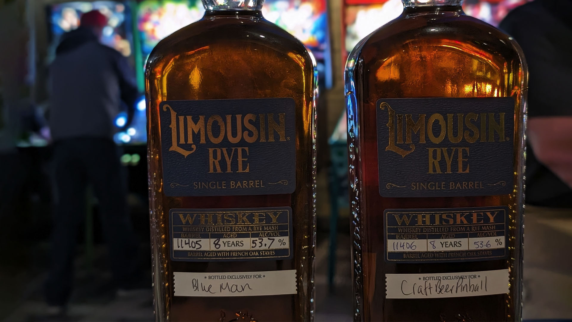 Craft Beer and Blue Moon Whiskey Bottles